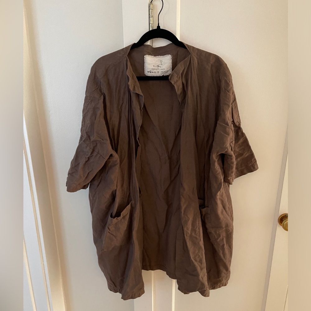 NotPerfectLinen chocolate cardigan ONE SIZE
